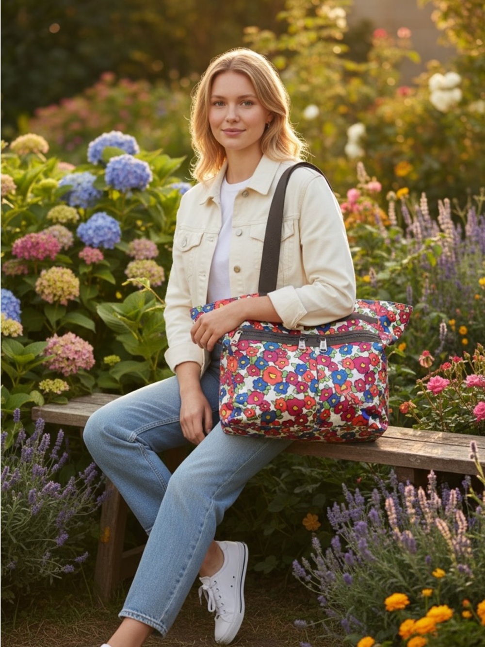 Brighton era Blossom Tote bag with zipper closure and shoulder strap